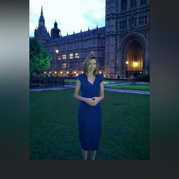 Reiss royal blue midi shift with draping - size 2 - Picture 4 of 4